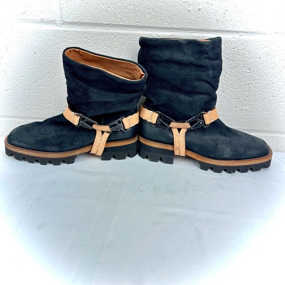 We The Free People Reya Women's Black Leather Harness Ankle Boots Sz 9-9.5 - Picture 13 of 16